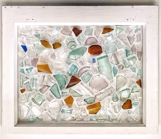 Found Object Glass Window Collage - DIY Glass Mosaic - Ashley Hackshaw /  Lil Blue Boo